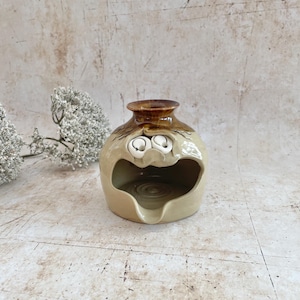 Vintage Pretty Ugly Pottery Tealight Holder | Quirky Face Design | Made in Wales