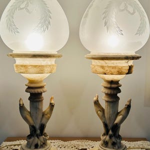 Alabaster Bird Lamps Circa 1920