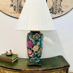 Green Floral Vintage Ceramic Table Lamp