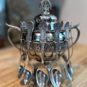 Silverplated Sugar Bowl with 12 Spoons