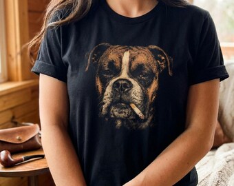 Boxer Dog Smoking Shirt | Funny Pet Graphic Tee | Cool Boxer Mom Dad Gift