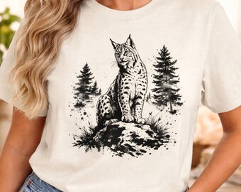 Lynx Graphic Tee | Bobcat Wildlife Unisex Cotton Shirt | Gift for Nature Lover Outdoor Enthusiast