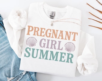 Pregnant Girl Summer Sweatshirt: Pregnancy Announcement Gift