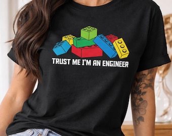 Funny Engineer Shirt Building Blocks | Civil Engineer Tee Cotton | Graduation Gift for Him