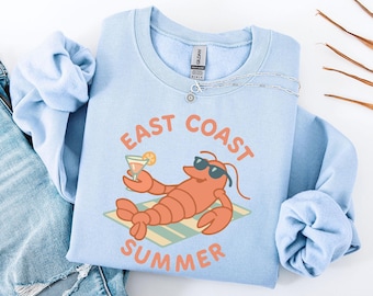 East Coast Summer Sweatshirt: Lobster with Cocktail Graphic
