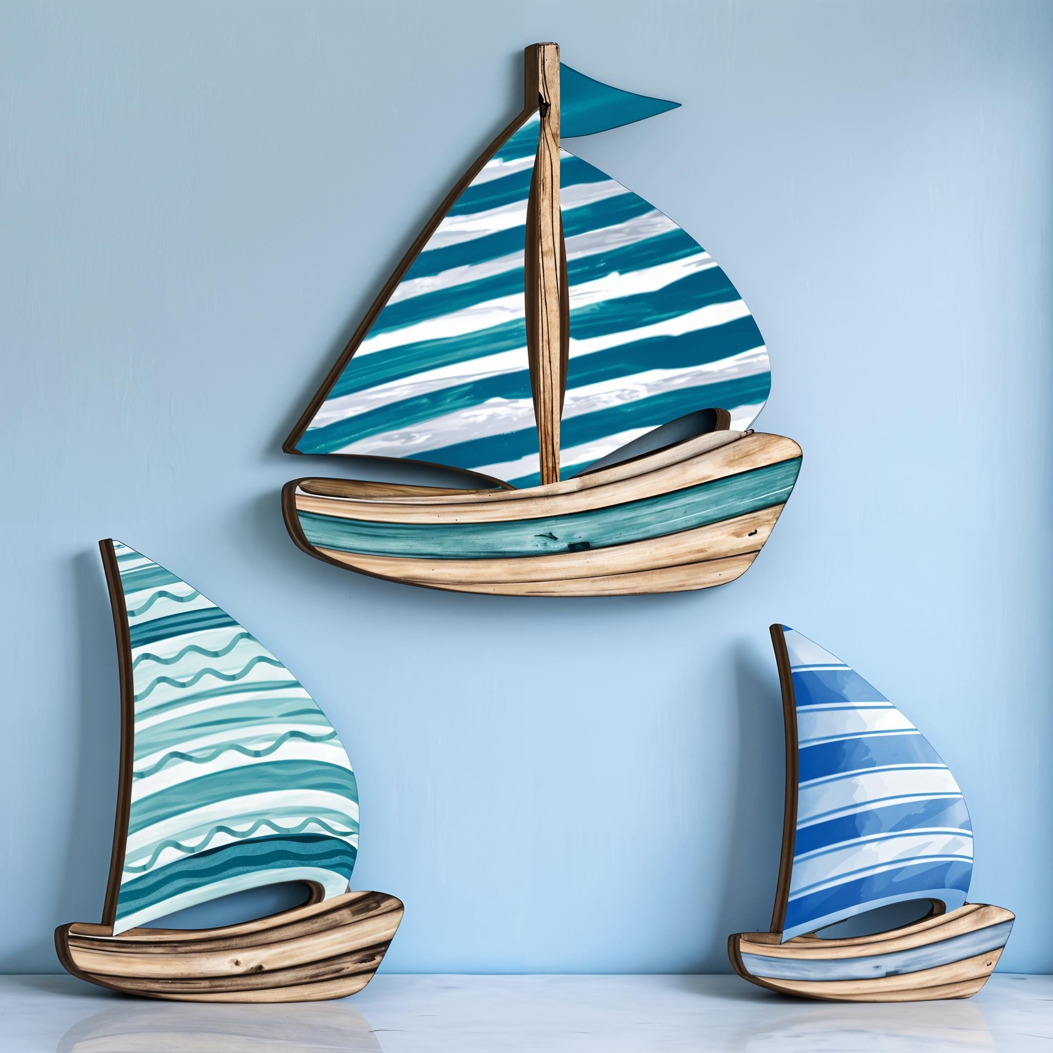 木製船の彫刻 壁掛け用