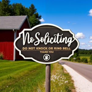 No Soliciting Sign for Door or Porch, Laser Cut 3D Wood Sign, Do Not Knock or Ring Bell, Modern Entryway Decor, Outdoor House Signage