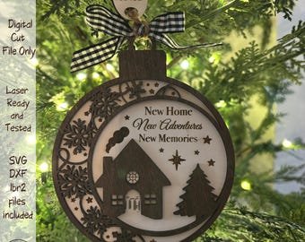 New Home Ornament- Laser Cut File- 2025- Glowforge, xTool, Lightburn SVG