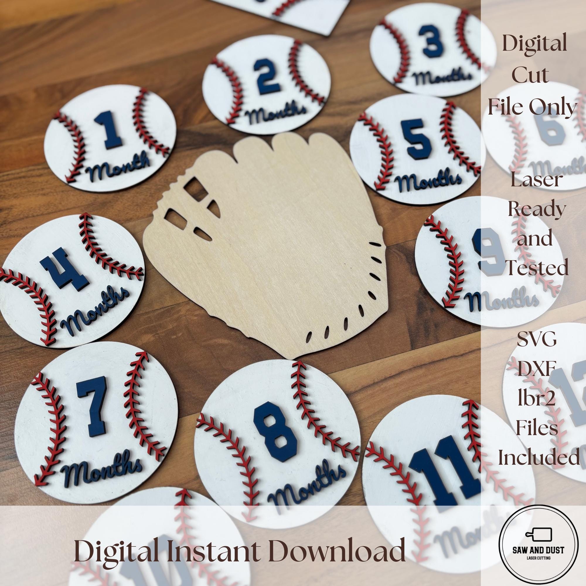 Baseball Baby Milestone Discs SVG | Laser Cut Files, Nursery Decor ...