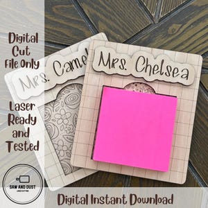 Sticky Note Holder SVG | Desk Organizer | Teacher Gift | Laser Cut File | Digital Download