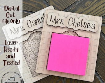 Sticky Note Holder SVG | Desk Organizer | Teacher Gift | Laser Cut File | Digital Download