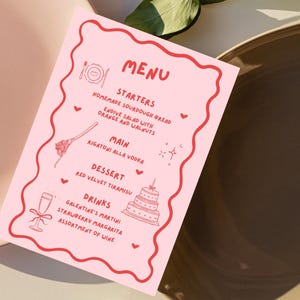 Galentine's Dinner Party Menu Template Cute Valentine's Menu - Etsy