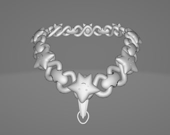 3D Star Chain Necklace – OBJ Model for Blender – Texture-Ready Digital Jewelry Asset