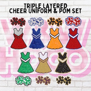 Cheerleader Uniform & Pompoms Cutot for Homecoming Mum, Cheerleader Mum Cutout, Cheerleader Mums, 2 Piece Set