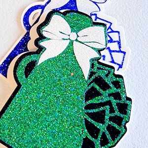 Cheerleader Megaphone with Bow Glitter Cutout for Homecoming Mum, Cheerleader Mum Cutout, Cheerleader Mums, Choose Colors