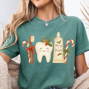 Comfort Colors® Christmas Dentist Shirt, Christmas Dental Shirt, Christmas Tooth Shirt, Dentist Gifts, Dental Life, Dental Assistant Shirt