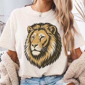 Comfort Colors® Lion Vintage Shirt, Lion Graphic Tee, Lion Lover Shirt, Wild Cat Shirt,  Dark Lion Shirt, Wild Animals Shirt, Retro Lion Tee