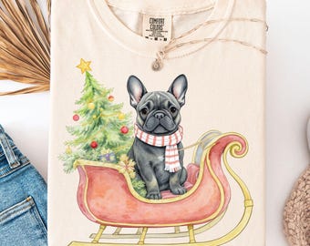 Comfort Colors® Christmas French Bulldog Shirt, French Bulldog Lover Gift, Cute Holiday French Bulldog Shirt, Cute Xmas French Bulldog Shirt