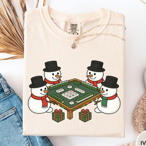Comfort Colors® Christmas Mahjong Shirt, Christmas Snowman Mahjong Shirt, Mahjong Lover Shirt, Mahjong Lover Gift, Funny Mahjong Lover Shirt