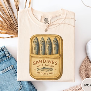 Comfort Colors® Sardine Shirt, Sardines in Olive Oil Shirt, Coastal Aesthetic Shirt, Vintage Sardines Shirt, Tinned Fish Shirt, Fisherman