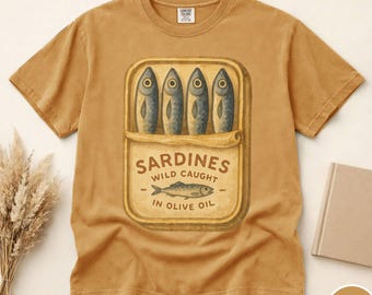Comfort Colors® Sardine Shirt, Sardines in Olive Oil Shirt, Coastal Aesthetic Shirt, Vintage Sardines Shirt, Tinned Fish Shirt, Fisherman