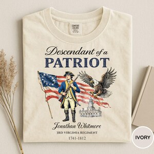 Comfort Colors® Personalized Descendant of a Patriot TShirt, DAR SAR American Revolution Tee, 1776 2026 Historic American Heritage Gift, USA