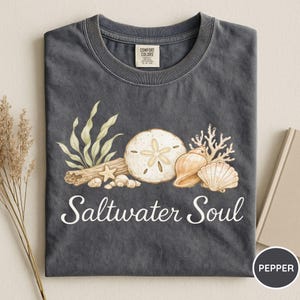 Comfort Colors® Saltwater Soul Shirt, Seashells Shirt, Beach Summer Shirt, Trendy Beach Shirt, Ocean Lover Shirt, Seashell Lover Tee, Beach Pepper