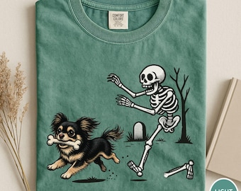 Comfort Colors® Halloween Pomchi Dog Shirt, Halloween Dog Shirt, Funny Chihuahua Shirt, Funny Halloween Shirt, Funny Skeleton Tee, Spooky