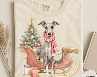 Comfort Colors® Christmas Italian Greyhound Shirt, Holiday Italian Greyhound Shirt, Italian Greyhound Lover Gift, Christmas Whippet Shirt