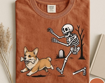 Comfort Colors® Halloween Corgi Dog Shirt, Halloween Dog Shirt, Funny Corgi Shirt, Funny Halloween Shirt, Funny Skeleton Tee, Spooky Season