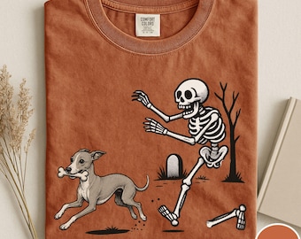 Comfort Colors® Halloween Greyhound Dog Shirt, Halloween Dog Shirt, Funny Greyhound Shirt, Funny Halloween Shirt, Funny Skeleton Tee, Spooky