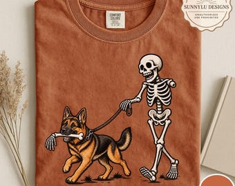 Comfort Colors® Halloween German Shepherd Dog Shirt, Funny Skeleton Shirt, Funny German Shepherd Shirt, Funny Halloween Shirt, Funny Dog Tee