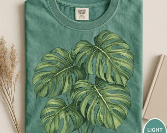 Maglietta Comfort Colors® con foglia di Monstera, maglietta minimalista con motivo botanico e vegetale, t-shirt con grafica di foglie tropicali, regalo per gli amanti della Monstera, maglietta per gli amanti delle piante