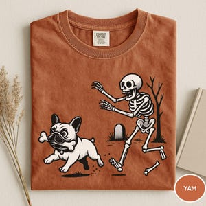 Comfort Colors® Halloween French Bulldog Shirt, Halloween Dog Shirt, Funny Frenchie Shirt, Funny Halloween Shirt, Funny Skeleton Tee, Spooky