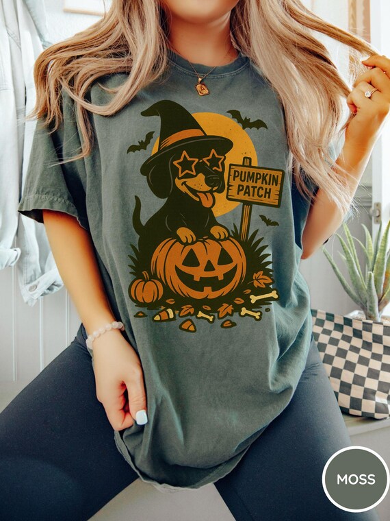 Comfort Colors® Halloween Dachshund Shirt, Halloween Dog Shirt, Halloween Weenie Dog Shirt, Pumpkin Dog Shirt, Fall Dog Shirt, Spooky Season