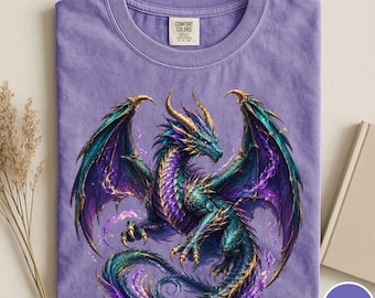 Comfort Colors® Fantasy Dragon Shirt, Mythical Creature Tee, Gothic Fantasy Art Shirt, Dragon Lover Gift, Trendy Dragon Tee, Dragon Lover