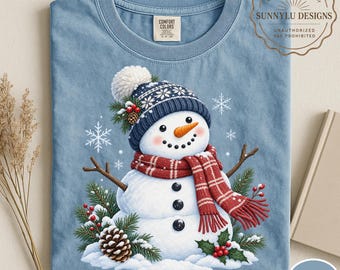 Comfort Colors® Cute Snowman Shirt, Christmas Snowman Shirt, Winter Holiday Shirt, Cozy Festive Graphic Tee, Vintage Snowman Shirt, Xmas Tee