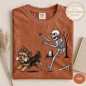 Comfort Colors® Halloween Yorkie Dog Shirt, Halloween Dog Shirt, Funny Yorkie Shirt, Funny Halloween Shirt, Funny Skeleton Tee, Spooky Tee