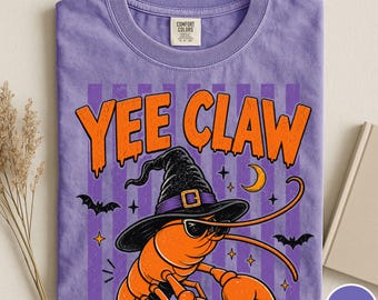 Comfort Colors® Halloween Lobster Shirt, Yee Claw Shirt, Funny Western Shirt, Trendy Cute Lobster Tee, Coastal Cowgirl Graphic Tee, Spooky