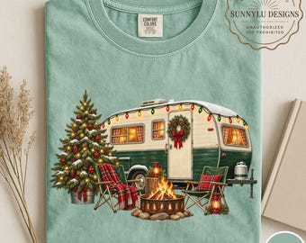 Comfort Colors® Christmas Camping Shirt, Camper Lover Shirt, I'd Rather Be Camping Shirt, Camping Lover Gift, Christmas Camper Tee, Holiday