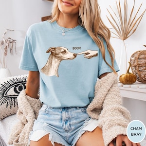 Comfort Colors® Greyhound Boop Shirt, Funny Whippet Dog Shirt, Cute Greyhound Shirt, Funny Dog Shirt, Iggy Shirt, Italian Greyhound Shirt Chambray
