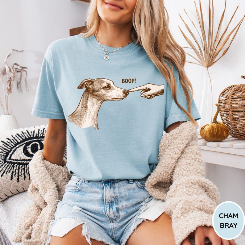 Comfort Colors® Greyhound Boop Shirt, Funny Whippet Dog Shirt, Cute Greyhound Shirt, Funny Dog Shirt, Iggy Shirt, Italian Greyhound Shirt Chambray
