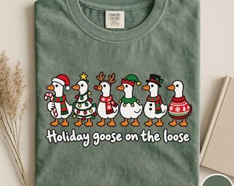 Comfort Colors® Holiday Goose Shirt, Cute Holiday Shirt, Christmas Goose Shirt, Funny Goose Shirt, Goose Lover Shirt, Holiday Party Shirt