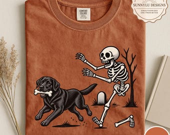 Comfort Colors® Funny Halloween Labrador Shirt, Funny Dog Shirt, Labrador Lover Shirt, Funny Skeleton Tee, Spooky Season Tee, Dog Lover