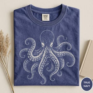 Comfort Colors® Vintage bläckfiskskjorta, bläckfiskälskarepresent, sommarvibbar-t-shirt, havskjorta, sjölivskjorta, havsdjurskjorta, bläckfiskkläder