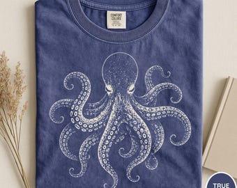 Comfort Colors® Vintage Octopus Shirt, Octopus Lover Gift, Summer Vibes Tee, Ocean Shirt, Sealife Shirt, Sea Animals Shirt, Octopus Clothing