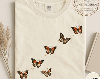 Comfort Colors® Halloween Butterfly Shirt, Monarch Butterfly Shirt, Butterfly Lover Shirt, Spooky Moth, Celestial Fall Shirt, Cute Butterfly