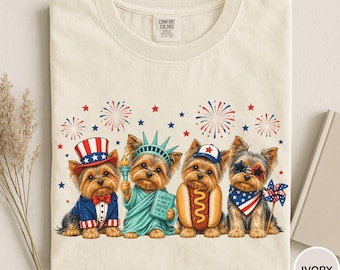 Comfort Colors® Yorkie 4th of July Shirt, Patriotic Yorkie Shirt, Yorkshire Terrier Tee, Patriotic Dog Shirt, Funny Yorkie Independence Day