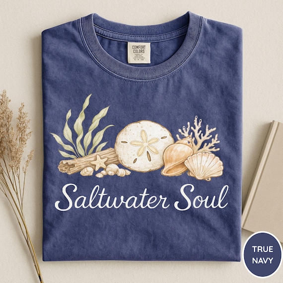 Comfort Colors® Saltwater Soul Shirt, Seashells Shirt, Beach Summer Shirt, Trendy Beach Shirt, Ocean Lover Shirt, Seashell Lover Tee, Beach