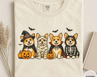 Comfort Colors® Halloween Corgi Shirt, Corgi Lover Shirt, Corgi Skeleton Tee, Corgi Lover Gifts, Corgi Dog Mom, Funny Corgi Shirt, Corgi Tee